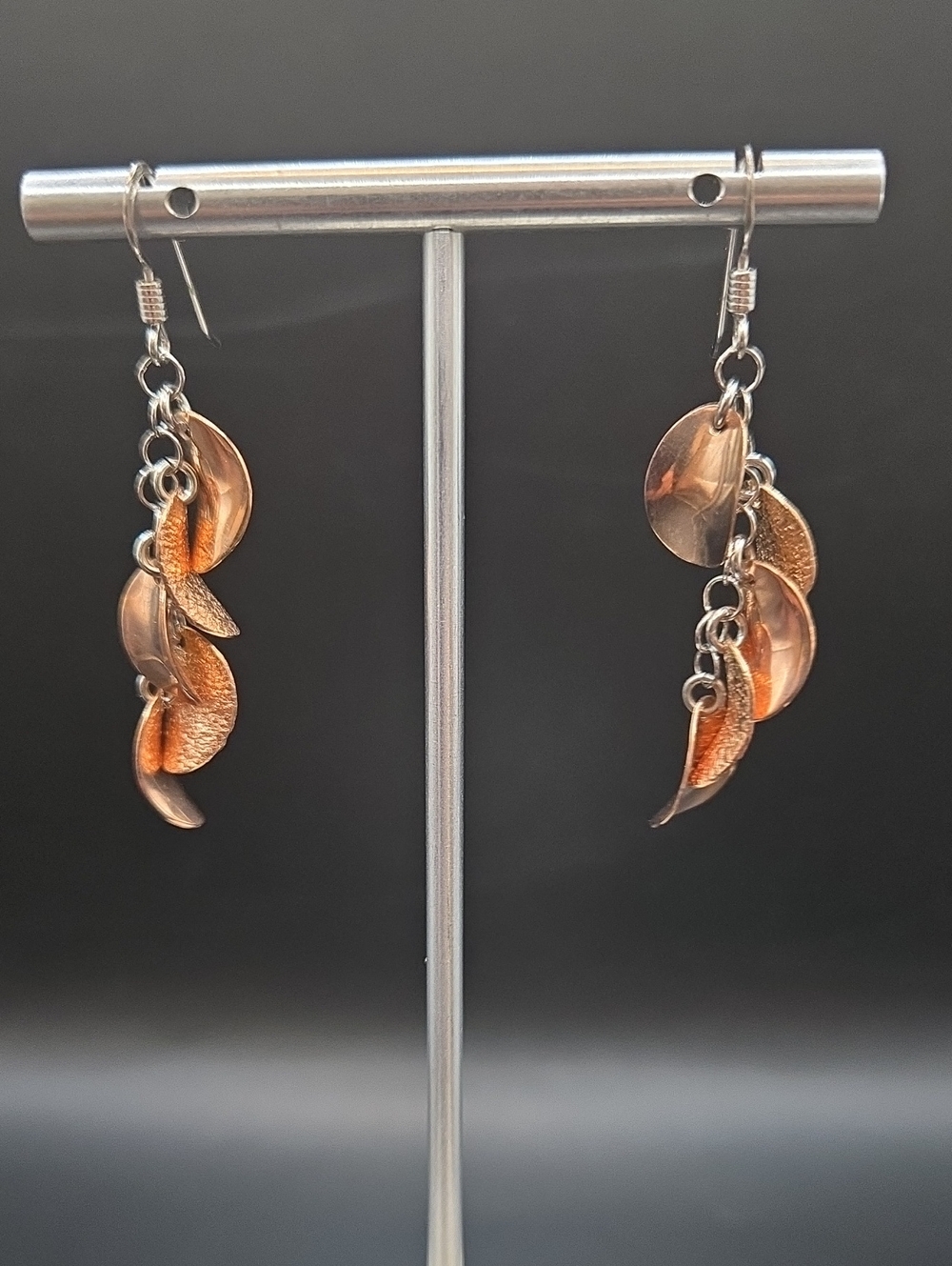 Pink & White Rhodium Over .925 Silver Disk Dangle Earrings- NEW
